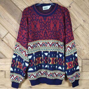 Vintage Trend Basics Size XLT Knit Sweater Aztec Geometric Made In Korea